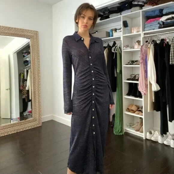 NWT Revolve Suboo Asha Lurex Shirt Dress - Picture 3 of 12